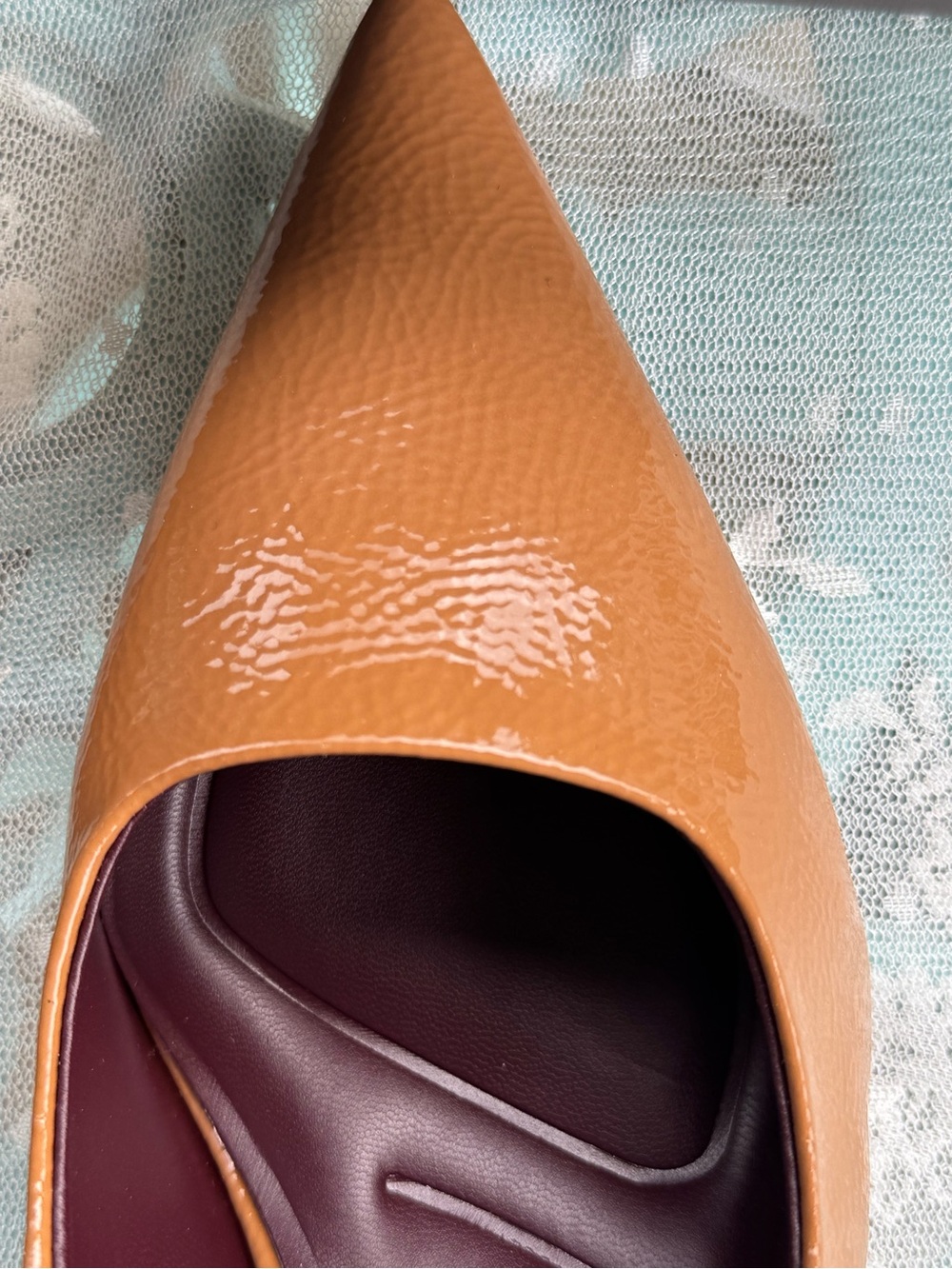 Franco Sarto Averie Patent Leather Camel toffee Slingback Pumps NIB Size 10 - Picture 6 of 11